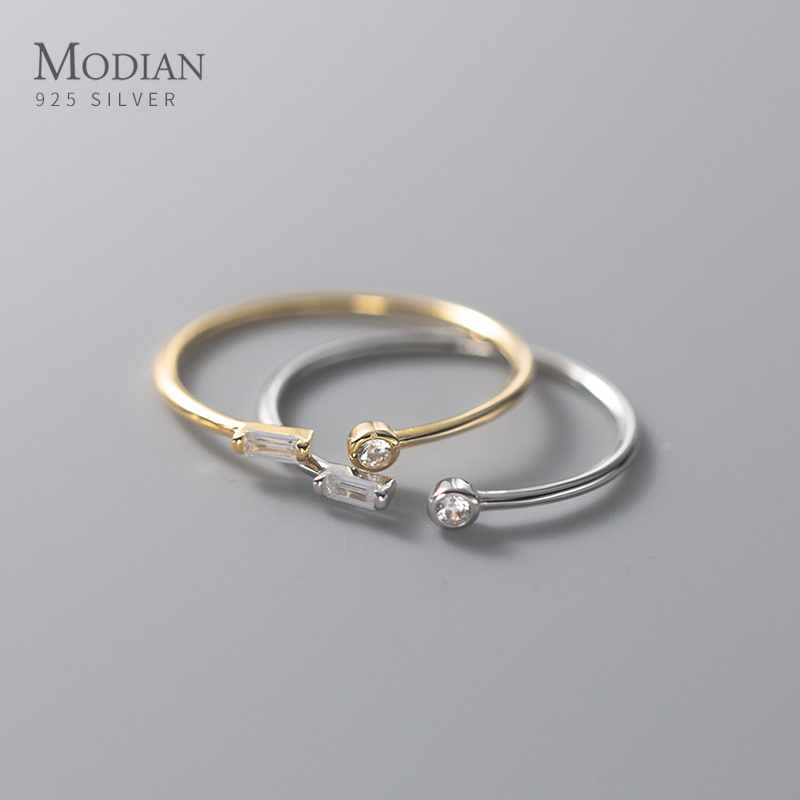 Modian Echt 925 Sterling Silber Einfache Dünne Klare CZ Finger Ringe Einstellbare 14 K Gold Ring Für Frauen Hochzeit Schmuck geschenke