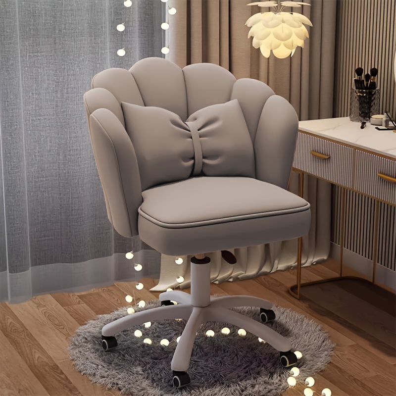 Velvet Swivel Chair with Adjustable Height & Lumbar Pillow – Computer Chair for Home Office Study & Bedroom|Makeup Vanity Chair