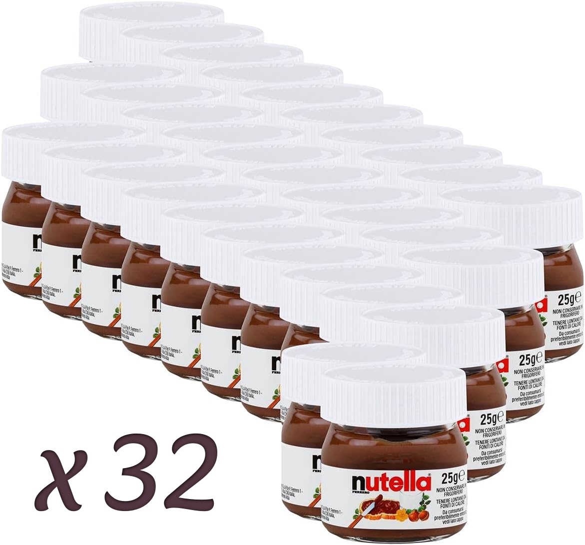 Nutella Mini 25gr Tarro Cristal. 16 / 32 / 64 unidades. Ideal para Regalos, Comuniones, Bautizos. Hoteles.