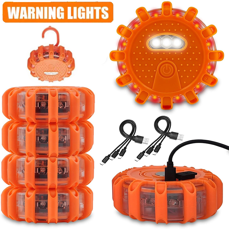 1/2/3/4/6/8/10/12 Stuks Led Waarschuwingslampje Ingebouwde Batterij 9 Modus Veiligheid Flare Dash Nood Knipperende Lamp Draagbare Stroboscoop