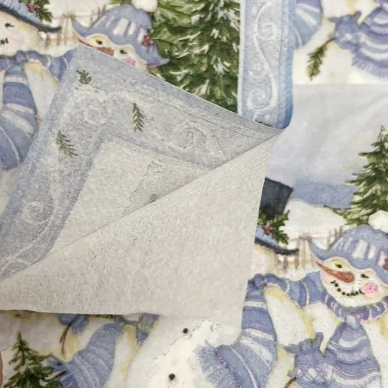 10/20 個 33*33 センチメートル 2 層クリスマスナプキンフェスティバルパーティー装飾紙 3 クリスマス雪だるま漫画プリント紙プレースマット