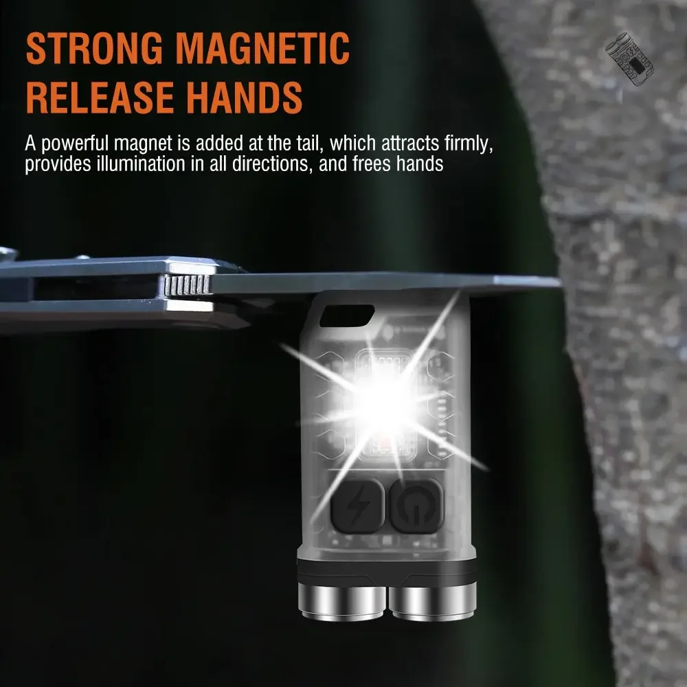 Mini tragbare Schlüssel licht LED Taschenlampe Typ C wiederauf ladbare Camping Wander laterne Hoch leistung leuchtende Blitzlicht Taschenlampe