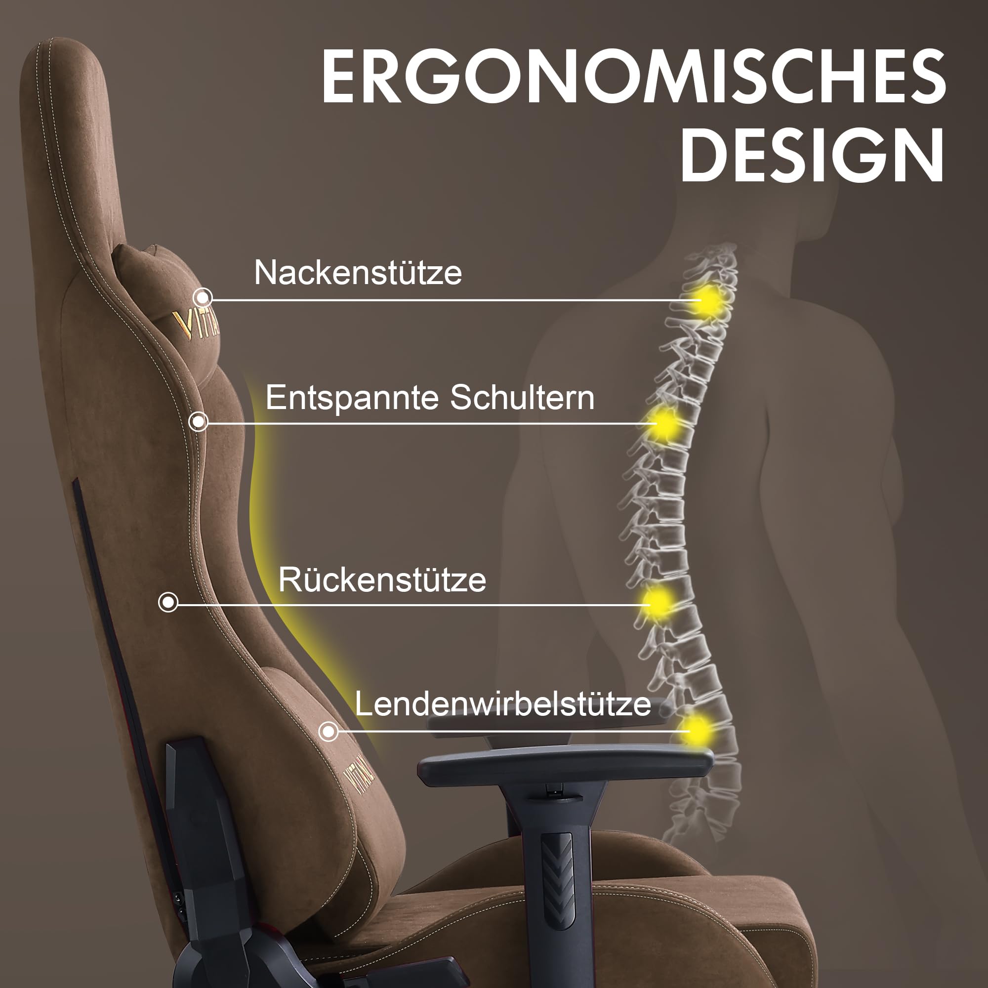 KITINJOY Krzesło do gier dla dorosłych z podnóżkiem, podparciem lędźwiowym Komputerowe krzesło biurowe z wysokim oparciem Ergonomiczne krzesło dla graczy