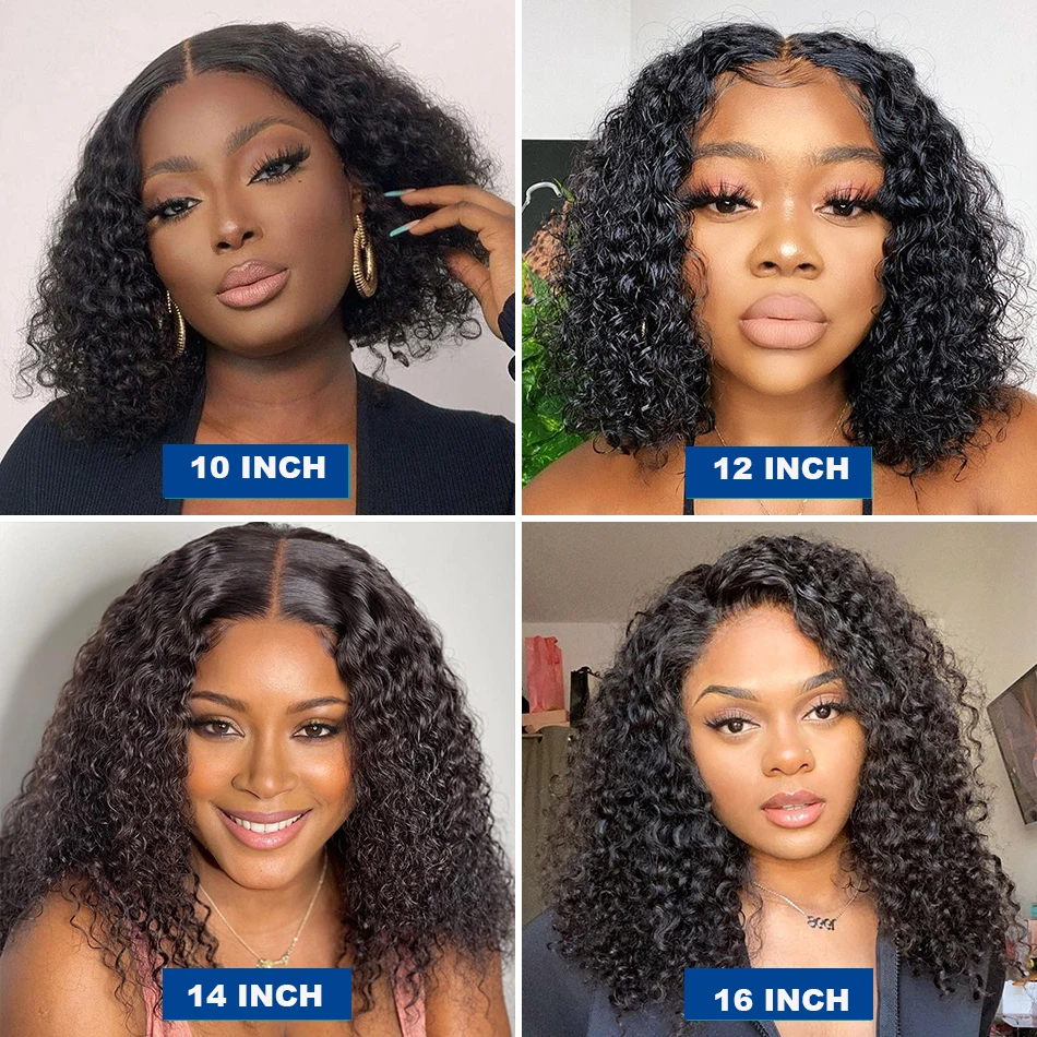 Afro verworrene lockige kurze Bob-Perücke, 13 x 4 Bob-Perücken, Echthaar, Jerry Curly Lace Front Echthaar-Perücke, tiefe lockige Perücke, vorgezupfte Spitze