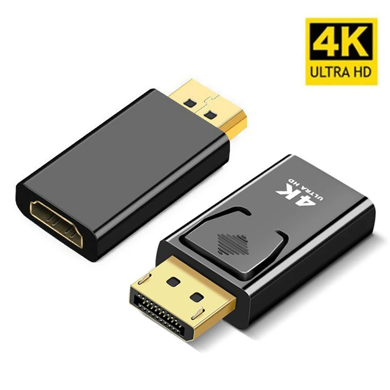 Adaptador de porta de exibição 4k para hdmi, macho para fêmea, dp para hdmi, cabo de áudio e vídeo para pc, tv, laptop, projetor