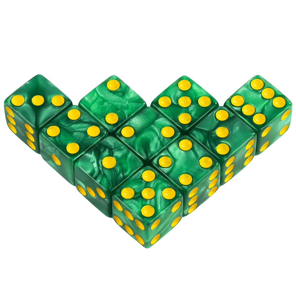 Dados de jogo de 6 lados 16mm mármore acrílico d6 conjunto de dados para dnd, rpg, tabuleiro de mesa ou ensino de matemática, dados de impressão de aventurina