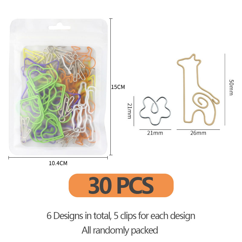 30 PCS Kawaii กระดาษคลิปบุ๊คมาร์คเครื่องเขียนสมุดภาพ Gadget อุปกรณ์โรงเรียนสํานักงานน่ารักโต๊ะจัดอุปกรณ์เสริม