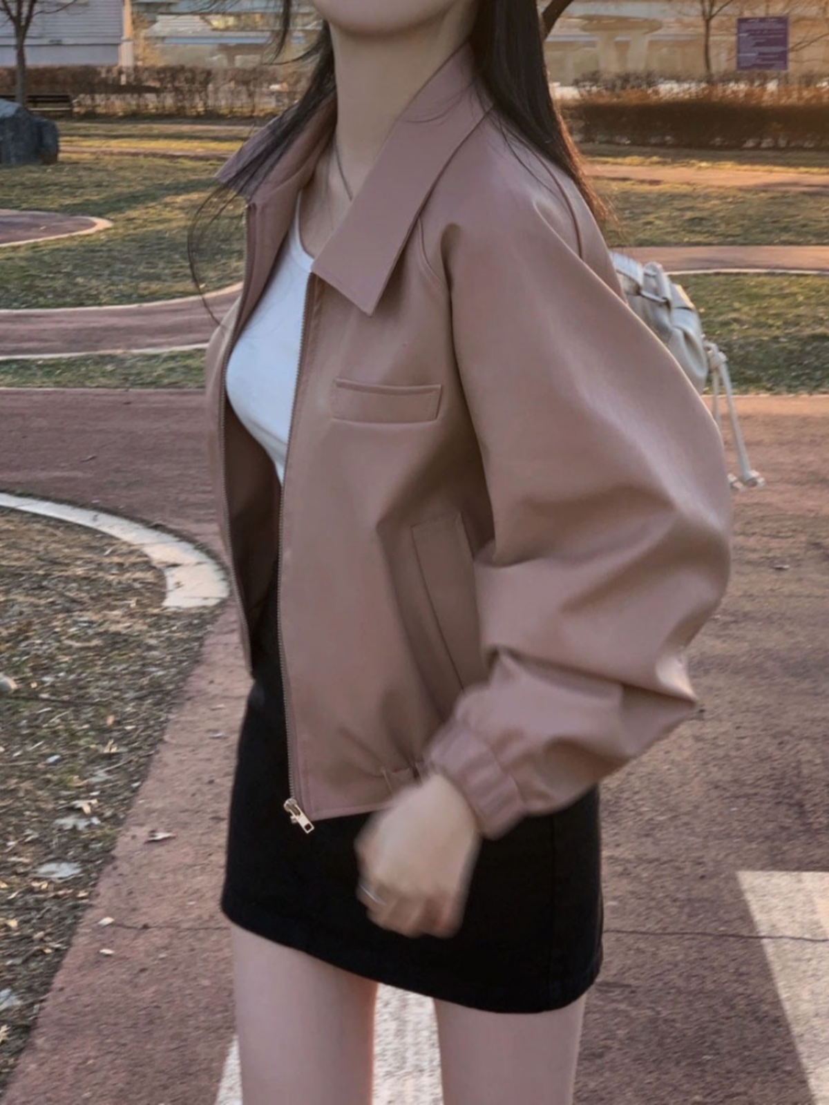 レトロ香港スタイル Pu レザーショートジャケット女性の春秋ルーズデザインハイエンドカジュアル多用途トップ