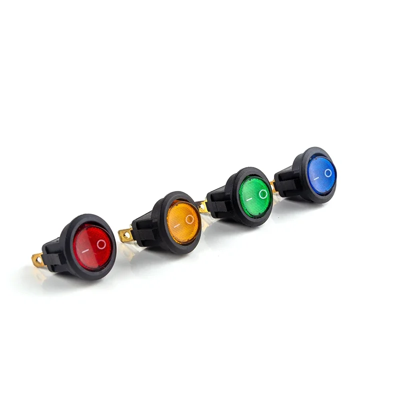 1 Uds interruptor basculante redondo de encendido/apagado 6A/250VAC 10A 125VAC tapa de interruptor de alimentación con interruptor de botón de plástico 2 pines 3 pines luz LED