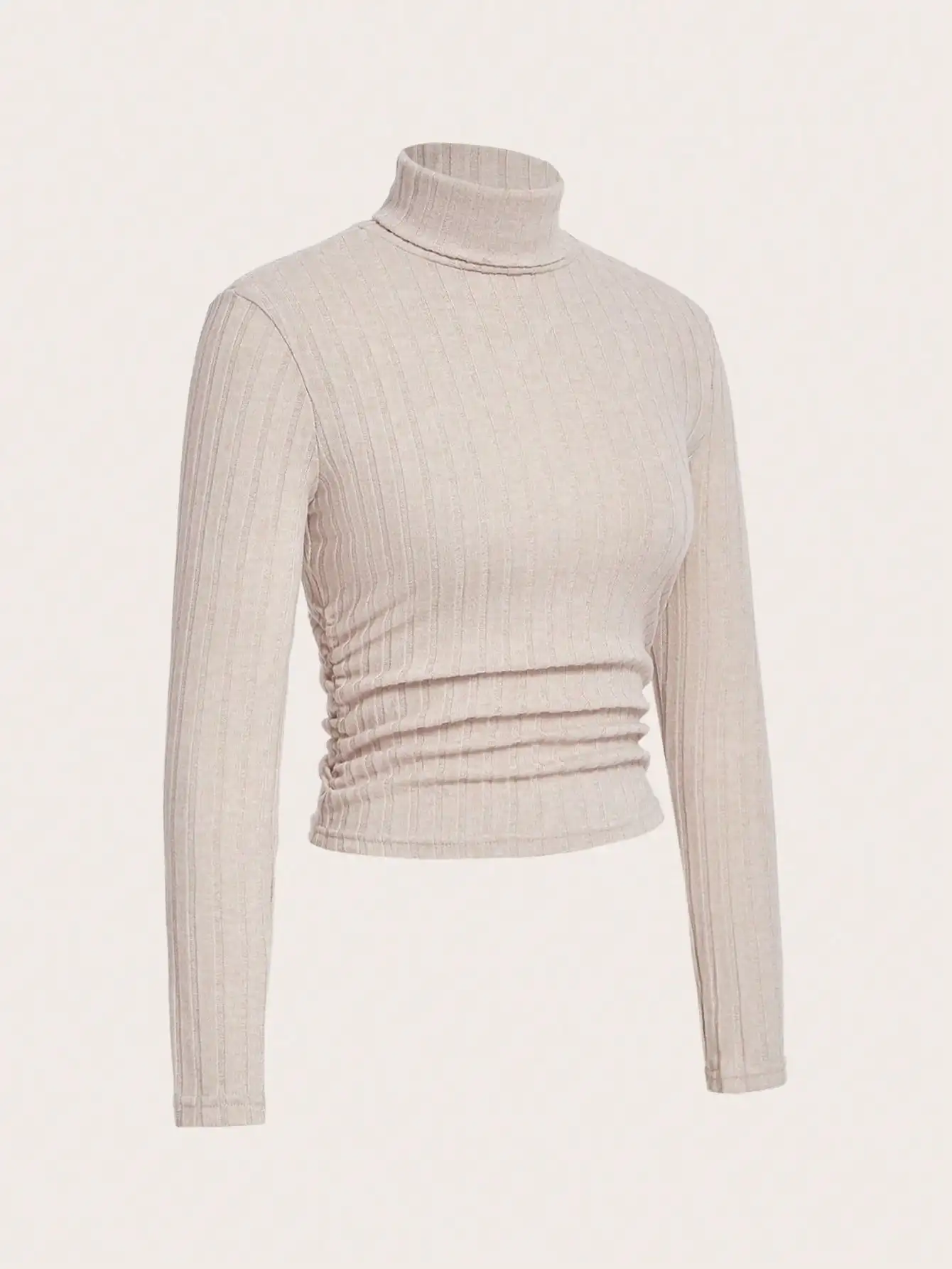 ฤดูใบไม้ร่วงและฤดูหนาวเซ็กซี่ Texture PIT Stripe Slim ถักแขนยาวผู้หญิงเสื้อยืดใหม่คอผู้หญิงเสื้อลําลองผู้หญิงเสื้อ