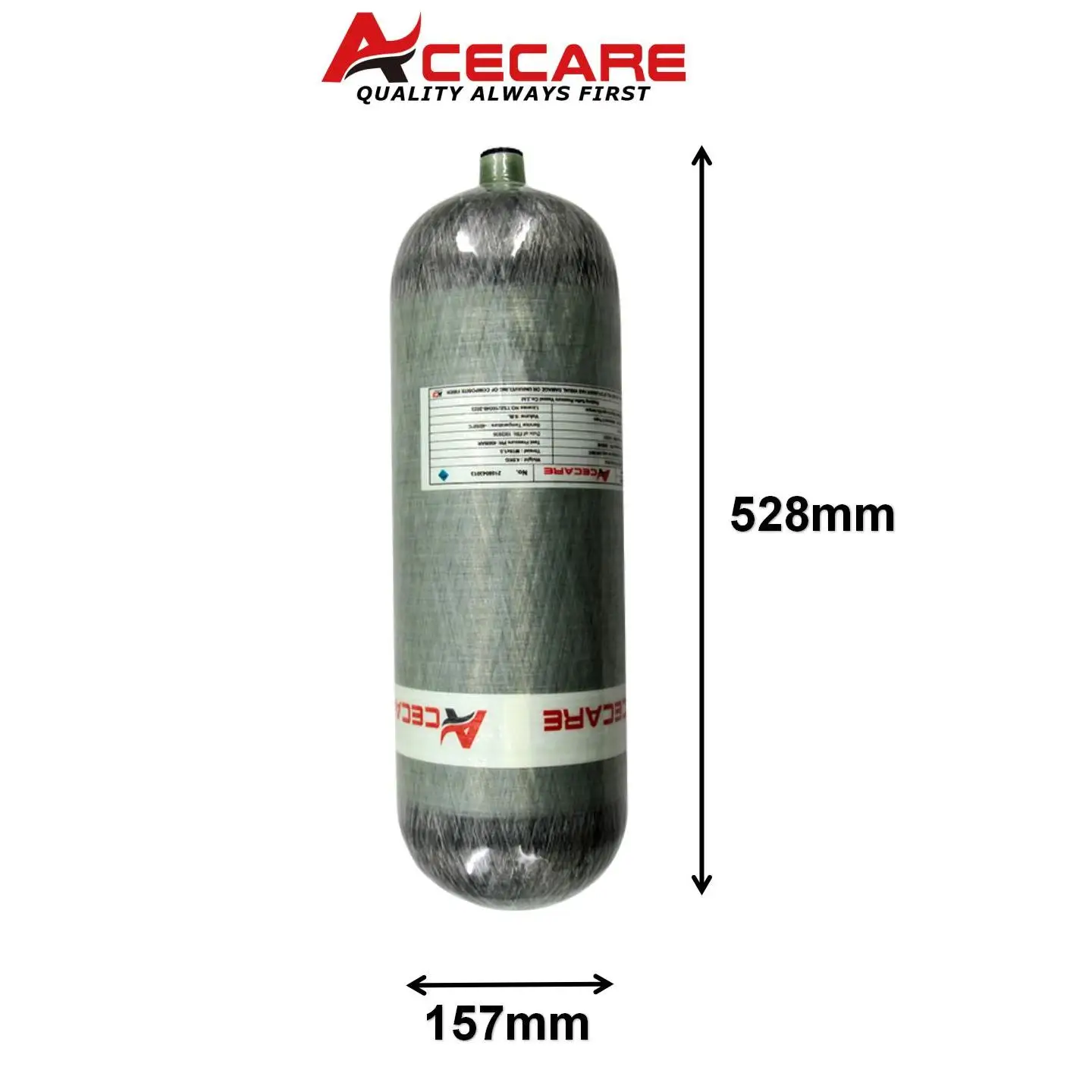 ACECARE 4500Psi 300Bar 30Mpa 6.8L/3L/2L Cilindro in fibra di carbonio Serbatoio ad alta pressione Bottiglia d'aria HPA per immersioni subacquee M18 * 1.5