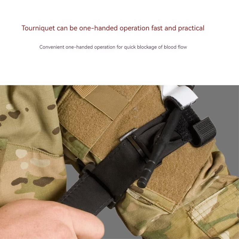 สายรัดแบบหมุนกลางแจ้ง65ซม. สายรัดแมวสายรัดแบบยุทธวิธีหัวเข็มขัดโลหะเคลือบด้านเข็มขัดปฐมพยาบาลทางการแพทย์สำหรับทหาร