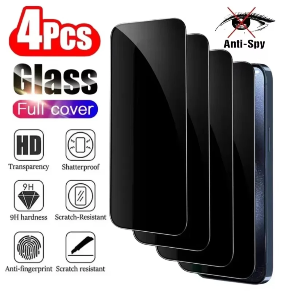 NNBILI 4PCS Proteggi Schermo Privacy Per iPhone 15 13 12 14 16 17 Pro Max Mini Vetro Temperato Anti-spia Per iPhone 17Air Vetro