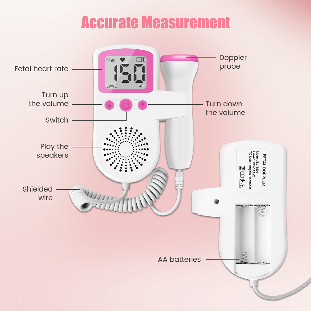 Detector de ritmo cardíaco de bebé con ultrasonido de 3MHz, Monitor ultrasónico de latido del corazón para bebé, Monitor Fetal, estetoscopio Doppler para embarazo