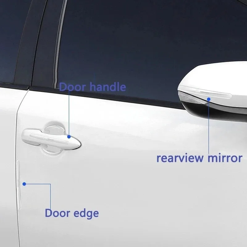 4/8 pçs tira protetora transparente do carro espelho retrovisor porta anti-colisão adesivos invisível claro auto corpo protetor tira
