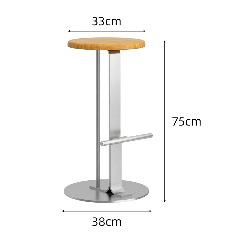 ‌Scandinavian Bar Stools, Solid Wood & Iron Height-Adjustable, Wide Base Counter Seats, Bistro-Grade Home Bar Furniture