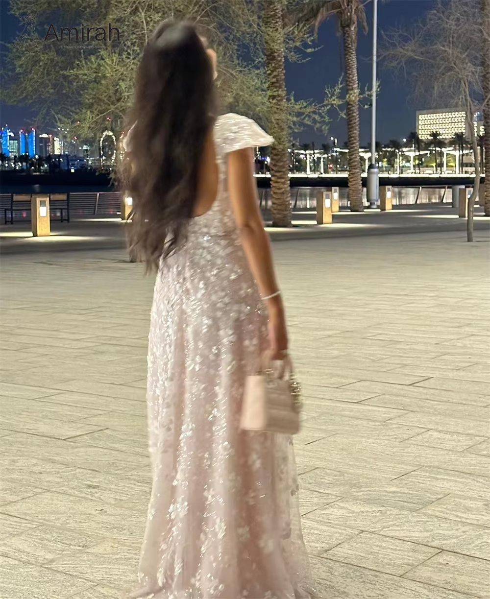 Amirah Line A robe de bal sur mesure robes d'occasion sur mesure pour les Occasions spéciales dentelle fleurs brillant robe de soirée robes de bal