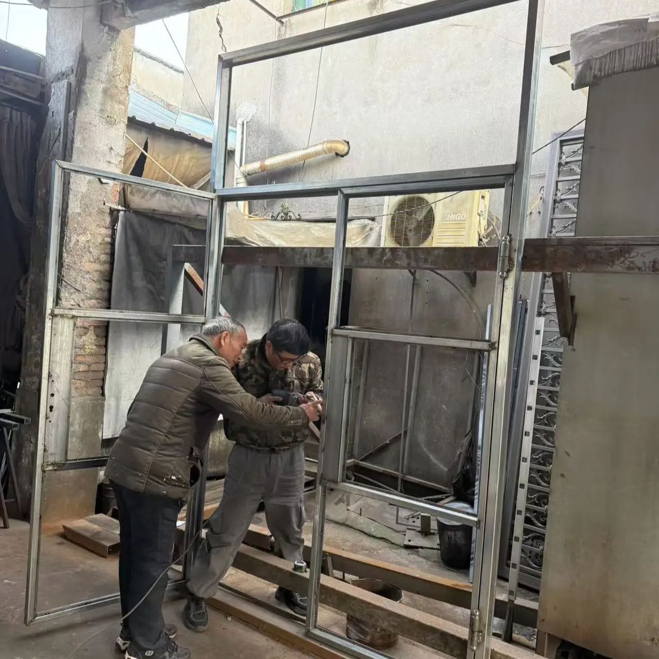 Кованые железные двери hтаблице, дизайн с двойной панелью и стеклом, доставка в австралийский дом hc-1