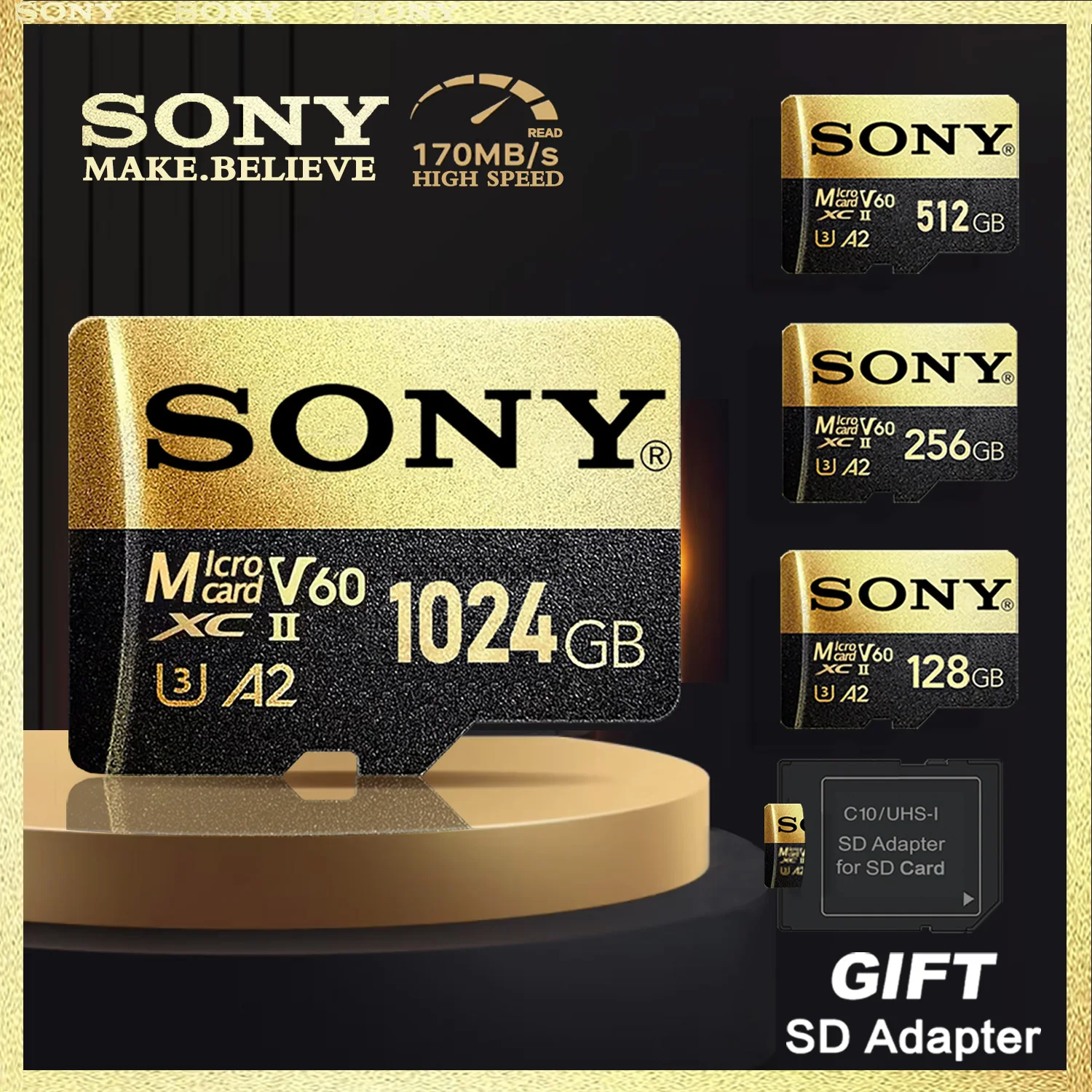 Tarjeta SONY Micro TF SD tarjeta de memoria SD extrema 256GB 128GB 512GB Micro 1TB SD C10 TF tarjeta Flash para Xiaomi teléfono cámara mesa PC