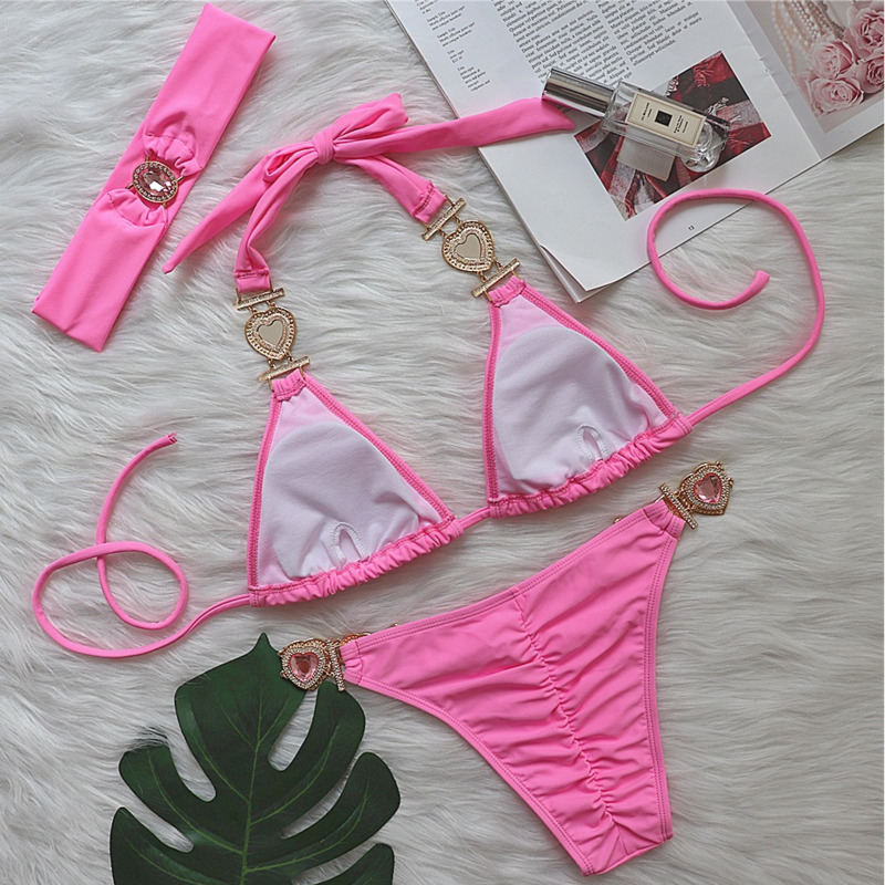 Sexy strass Bikinis maillots de bain avec bandeau femmes maillots de bain femme Push Up Bikini plage maillot de bain maillots de bain piscine baigneur