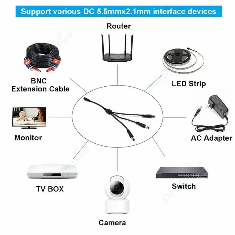 5.5Mm 2.1Mm 1 Ra 2/3/4/5/6/8 Cách DC Cáp Chia Nguồn 5V Nguồn 12V Cổng Kết Nối Dây Dây Đèn Camera Quan Sát