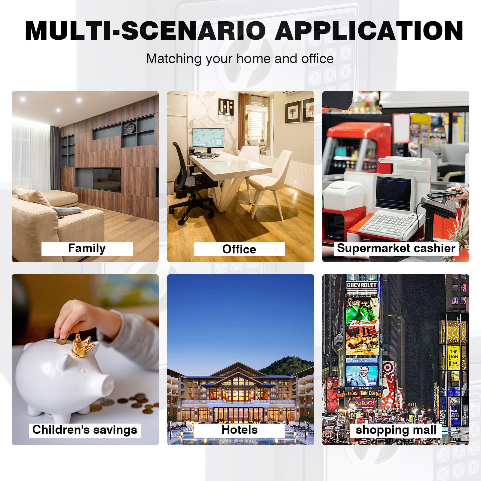 4.6L Home Digital Safe Electronic Cabinet Safes Cash Box Wall Safe with Key, Money Box for Office Hotel 230mmx170mmx170mm - Grey