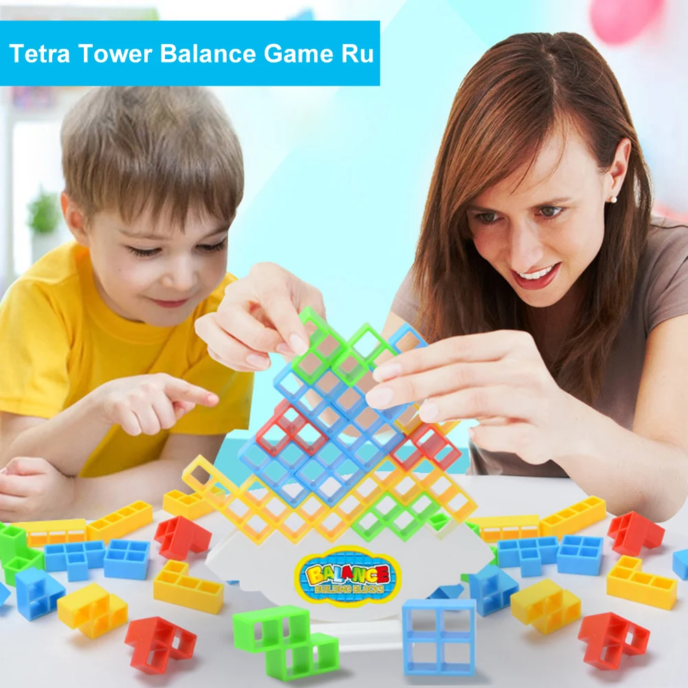 Blocs de construction en brique, jouet d'équilibre, tour Tetra empilée, balançoire de jeu, blocs de construction russes, jouets de fête de bureau pour enfants, 16 à 64 pièces