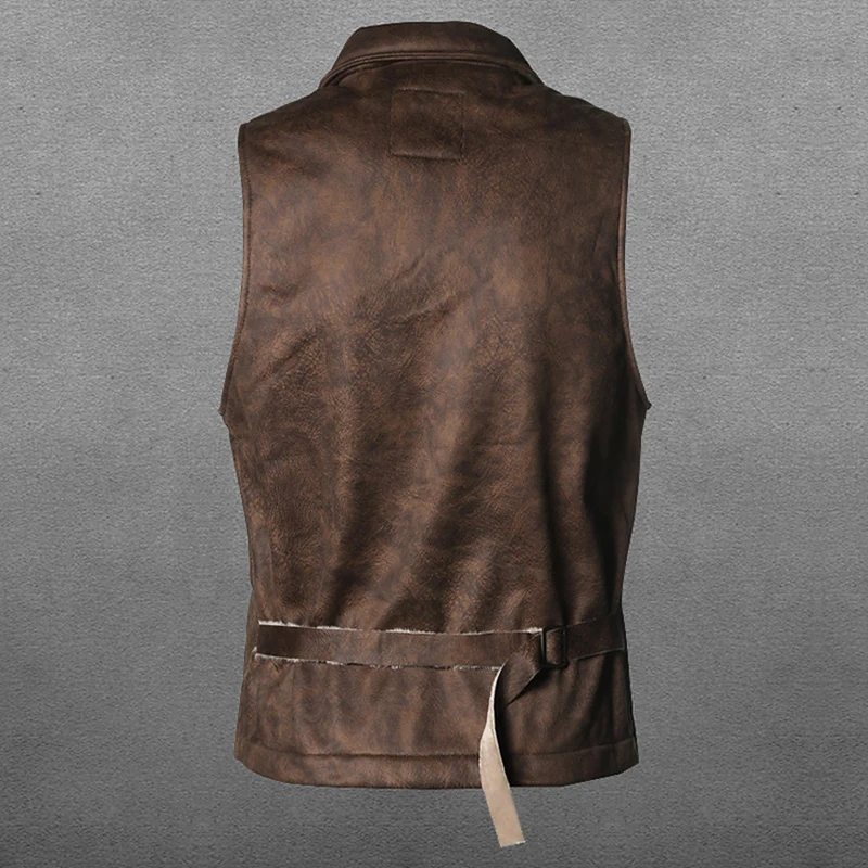 Retro zamszowa kamizelka męska w stylu Vintage Slim Fit jesienno-zimowa męska kurtka bez rękawów V Neck ciepła kamizelka