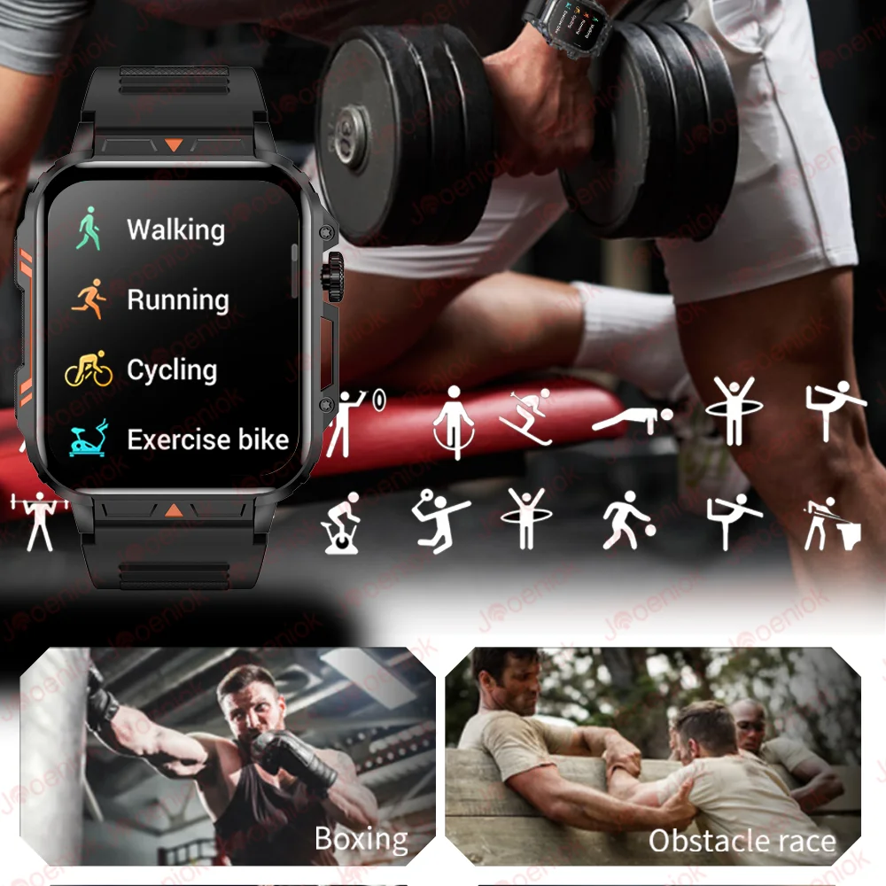 新しいアウトドアスポーツスマートウォッチメンズ 1.95 インチ心拍数血中酸素防水 BT 通話スマートウォッチメンズギフト Android IOS
