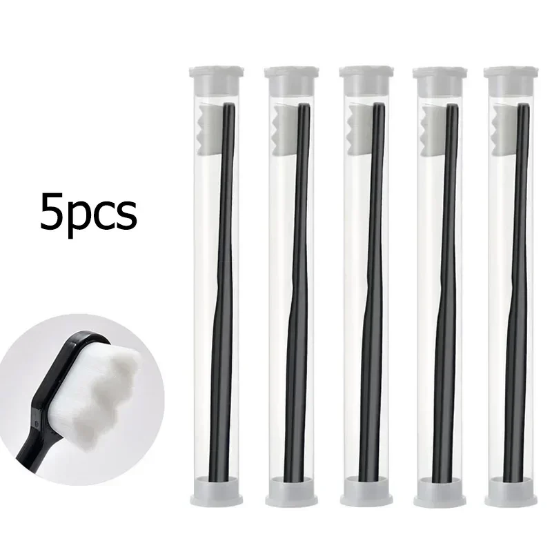 5PC Ultra-fine Soft แปรงสีฟันล้าน NANO Bristle ผู้ใหญ่ฟันแปรงฟันทําความสะอาดลึกแบบพกพาทันตกรรมแปรงดูแลช่องปาก