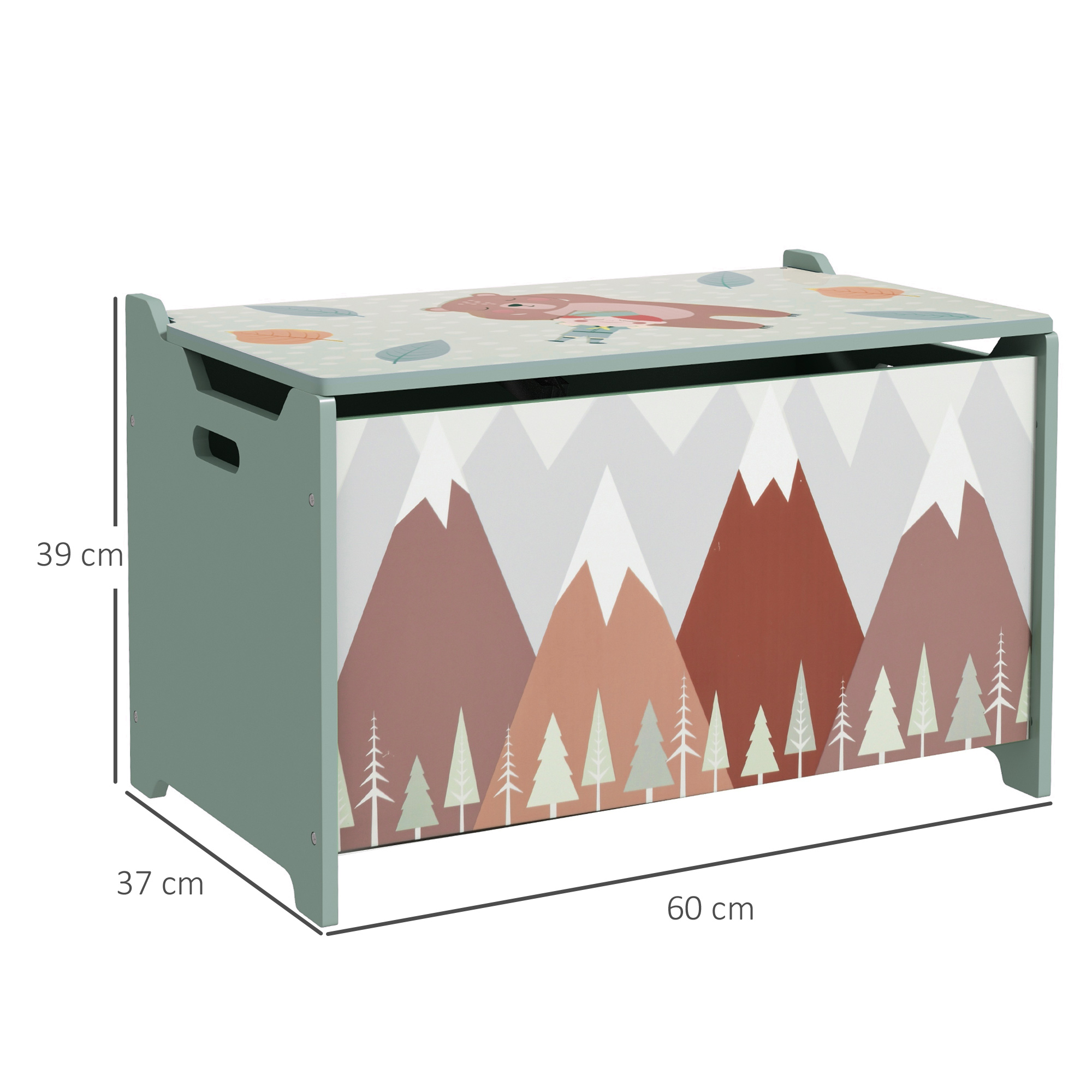 ZONEKIZ boîtes de rangement pour enfants imprimé ours 60x37x39 cm Vert