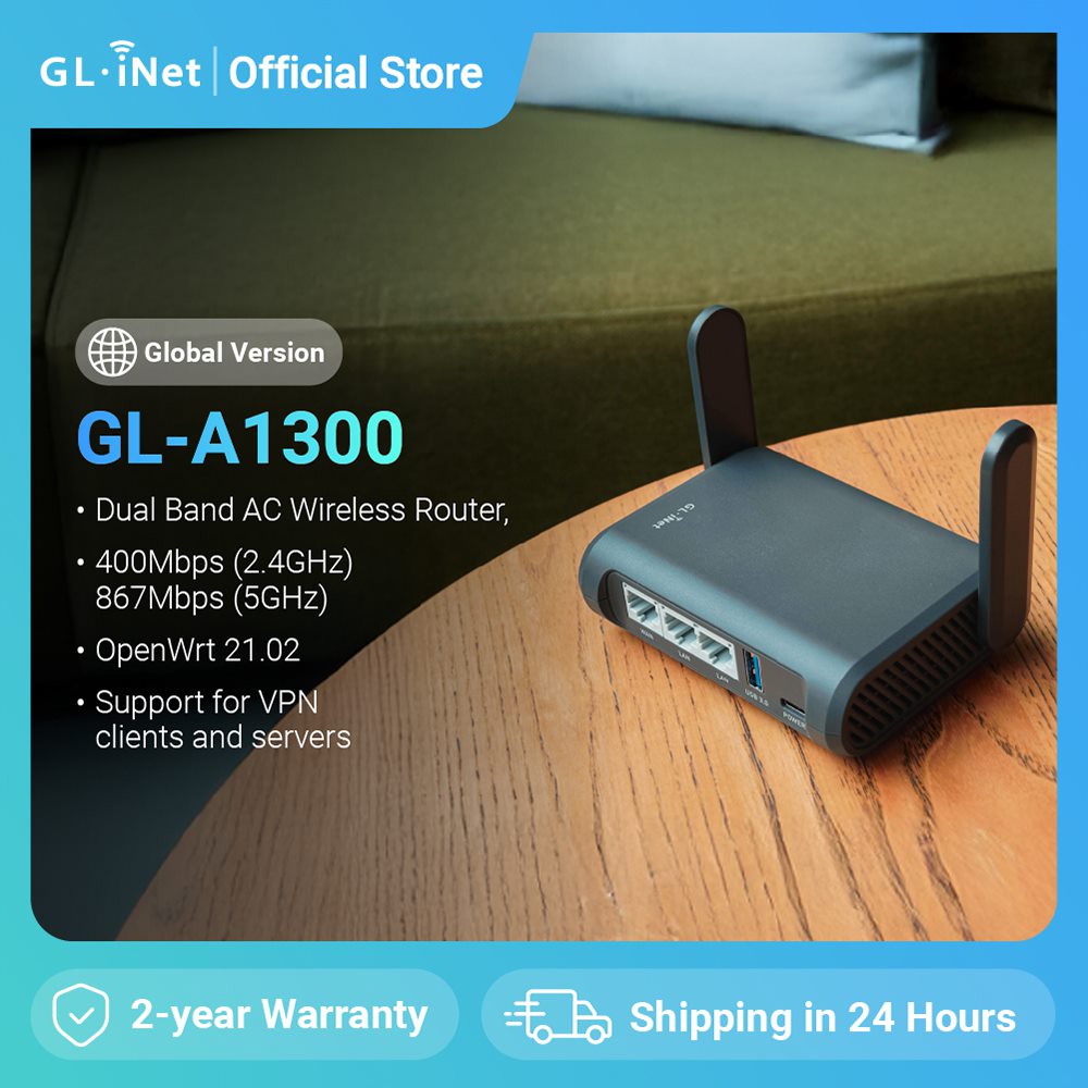 GL.iNet-Router inalámbrico Slate Plus (GL-A1300), enrutador de viaje encriptado VPN, fácil de configurar, conectar al Hotel, WiFi y Portal cautivo