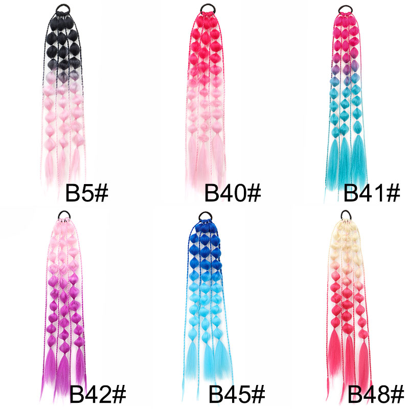 Wigsin 24 Polegada sintético colorido longo lanterna bolha trança rabo de cavalo extensão do cabelo elástico faixas de borracha peruca para mulher