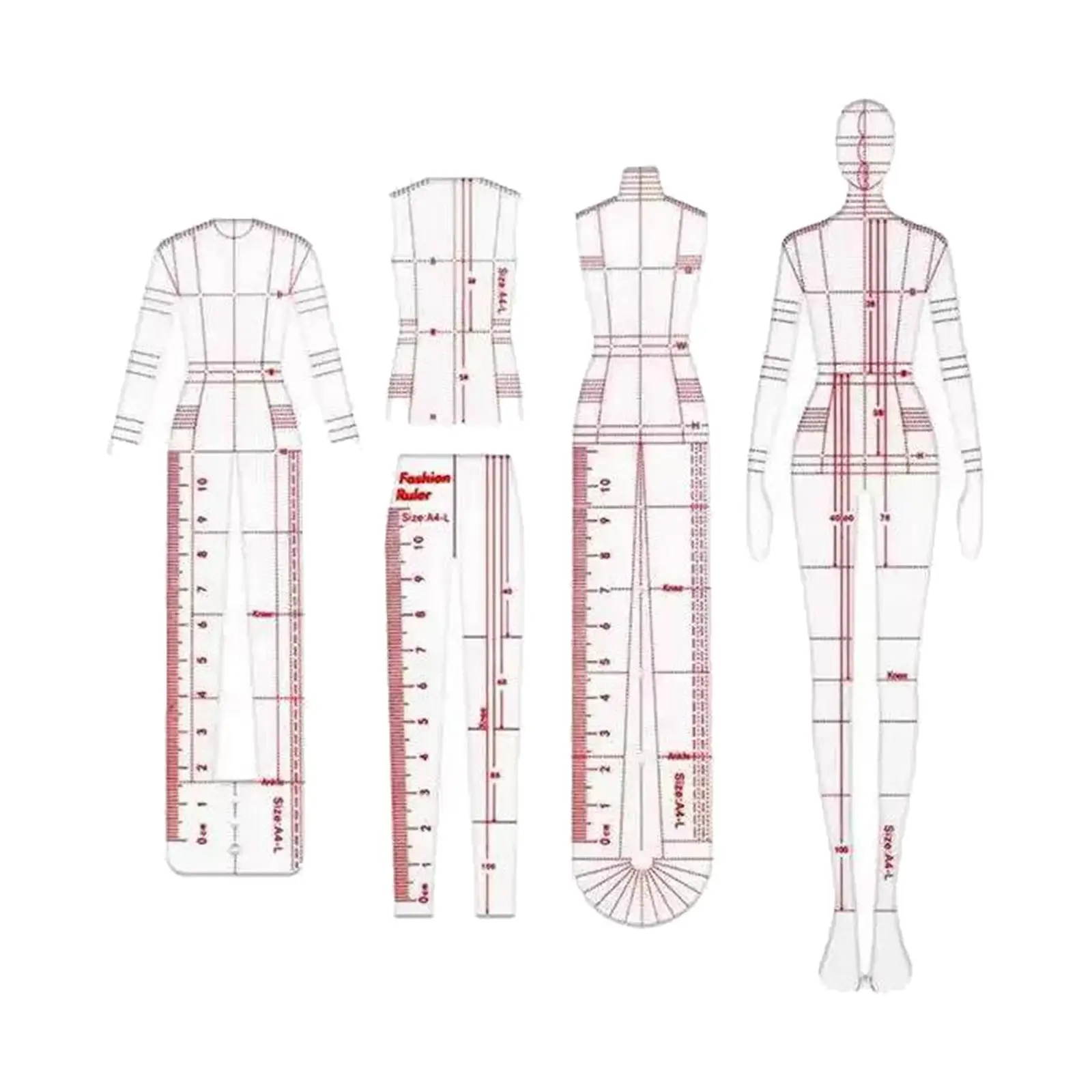 4 Stück Mess lineal Illustration Kleidung Design Lineal Mode Zeichnung Lineal für Kleidung Schneiderei Zeichnung neuen Designer