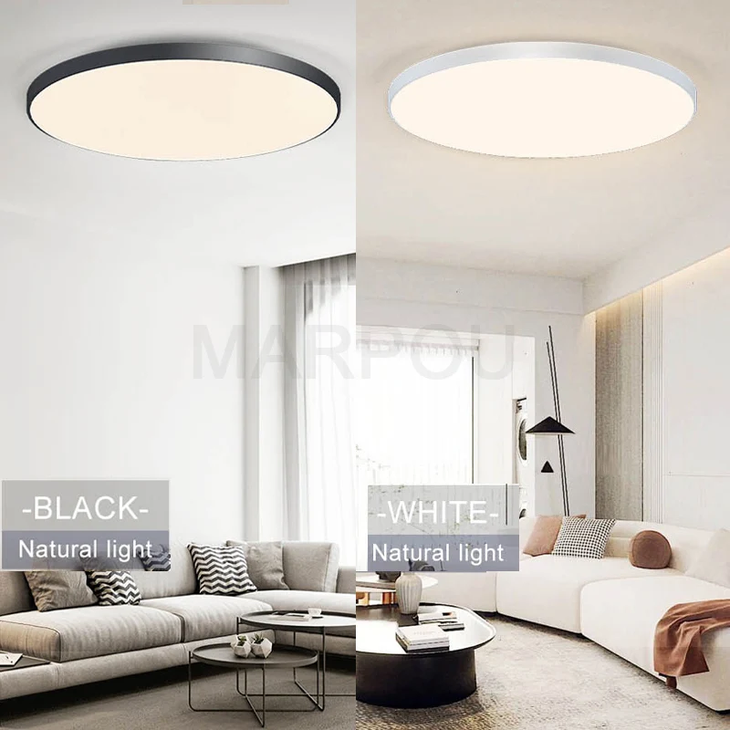 MARPOU โคมไฟเพดานอัจฉริยะ โคมไฟ LED สําหรับห้องนอน โคมไฟเพดานขนาดใหญ่ ไฟ LED พร้อมรีโมทคอนโทรล ไฟ LED หรี่แสงได้สําหรับห้อง