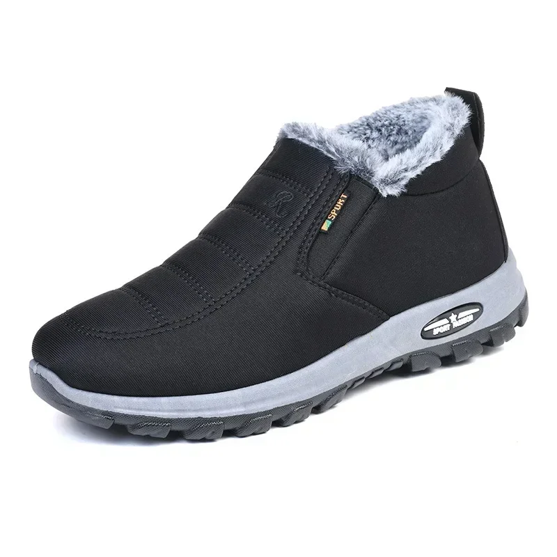 Botas de nieve de invierno para Hombre, botines informales sin cordones, zapatillas cómodas de piel cálida, Botas antideslizantes, Zapatos para Hombre 2024