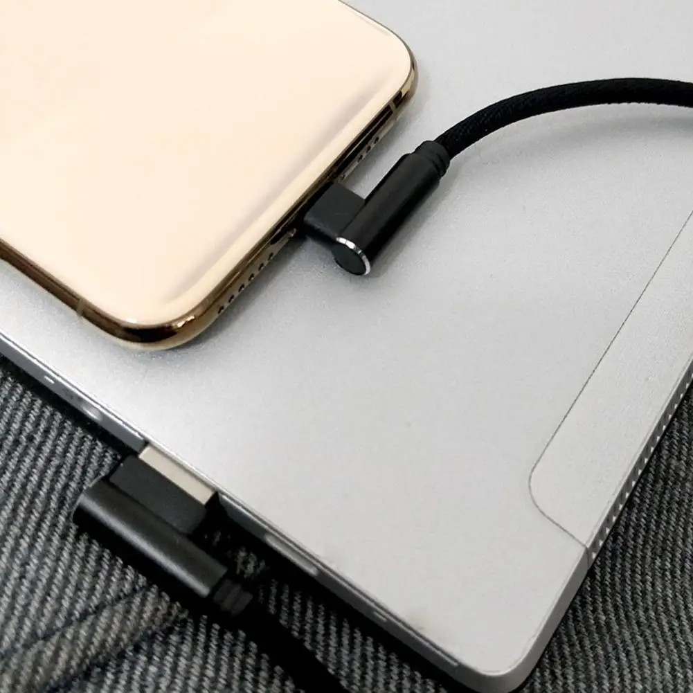 25Cm 3A USB Ke Tipe C Micro USB Kabel Pengisi Daya Pendek 90 Kabel Telepon Kabel Pengisi Daya Derajat Pengisi Daya Ganda Siku Universal L4R7