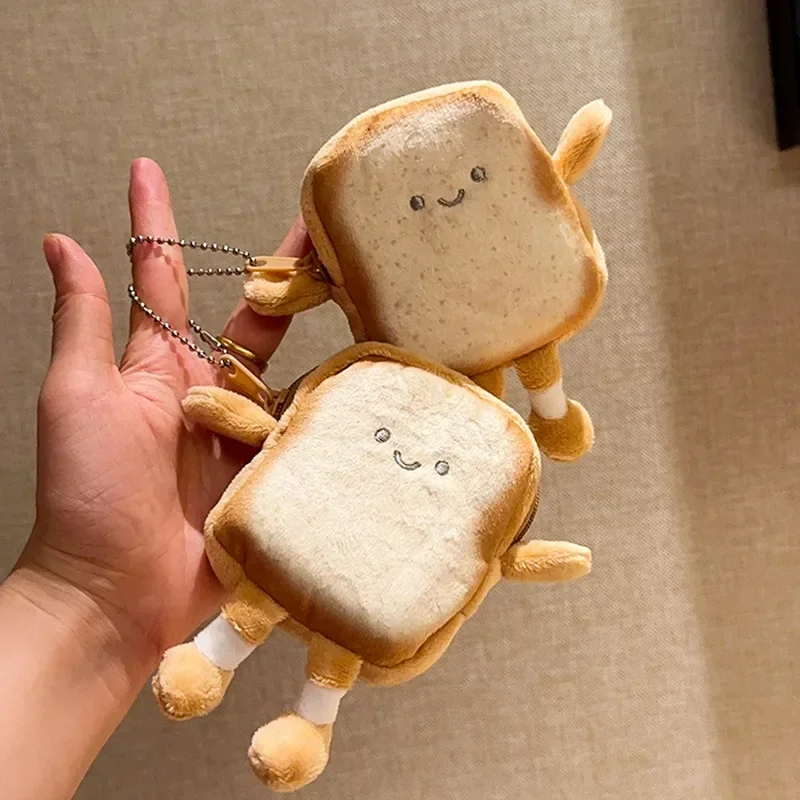 น่ารัก Toast Plush เหรียญกระเป๋าสตางค์ผู้หญิงเปลี่ยนกระเป๋าเงินกระเป๋าเหรียญเหรียญกระเป๋าสตางค์กระเป๋าการ์ตูนเหรียญ
