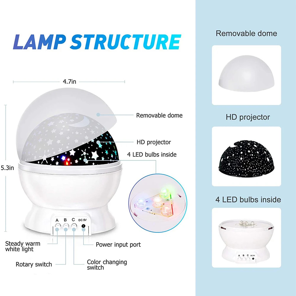 Star โปรเจคเตอร์ Night Light โคมไฟของขวัญสนุกสําหรับหญิงและชายหมุน Star Sky Moon ไฟ LED โปรเจคเตอร์สําหรับตกแต่งห้องนอนเด็ก