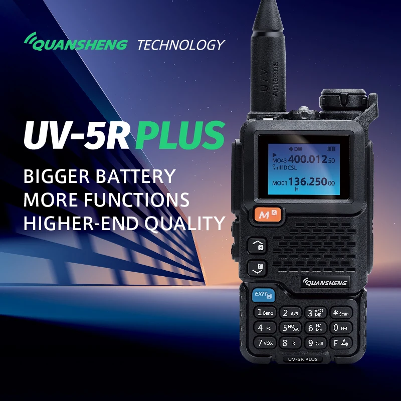 Quansheng UV-5R PLUS UHF VHF Walkie Talkie de mano 5km Radio bidireccional Radioaficionado Transceptor multibanda de larga distancia Radio AM FM