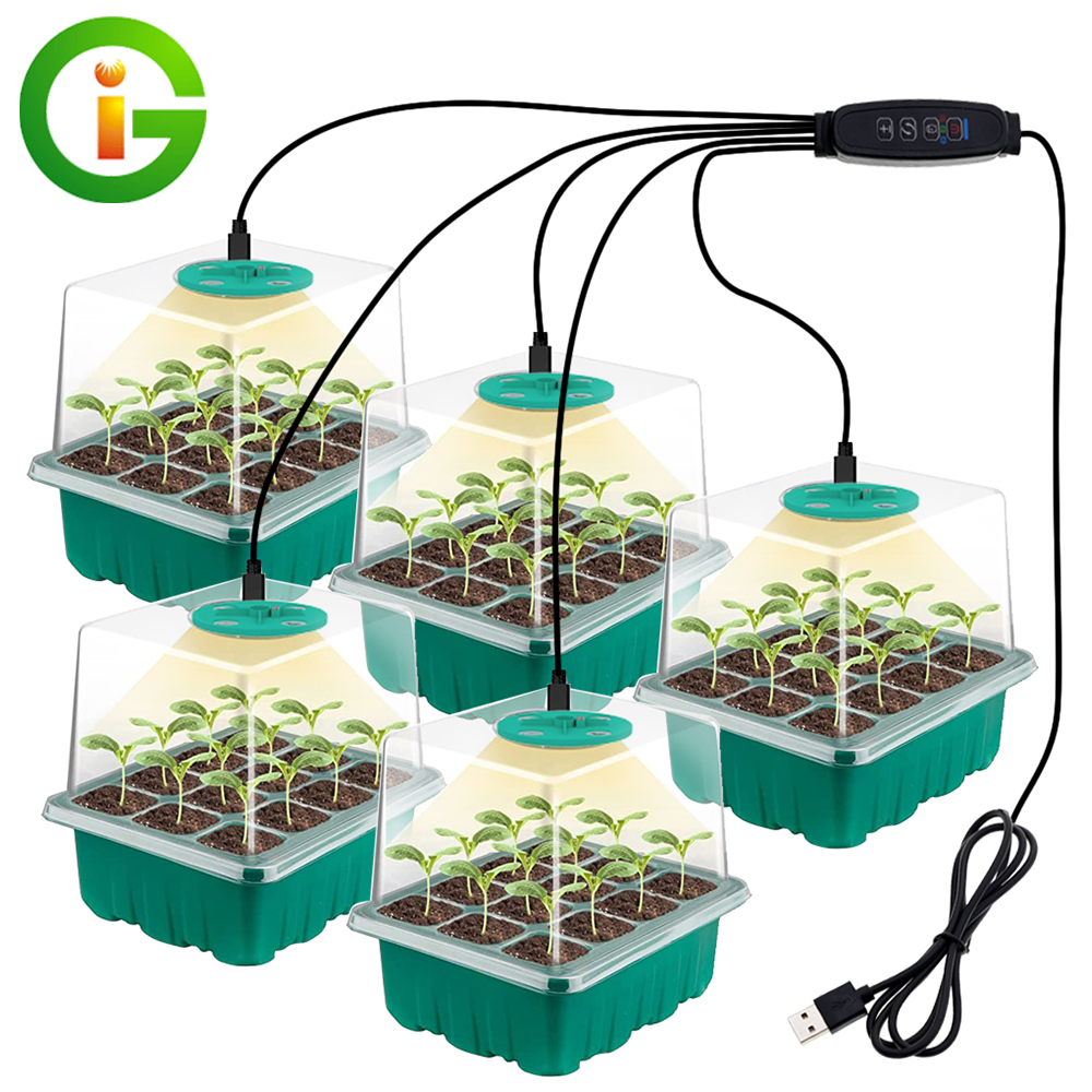 Planten Zaad Starter Trays Met Groeilicht 12 Gaten Per Lade Kwekerij Potten Verlichting Voor Thuis Plant Kas Groeiende Trays