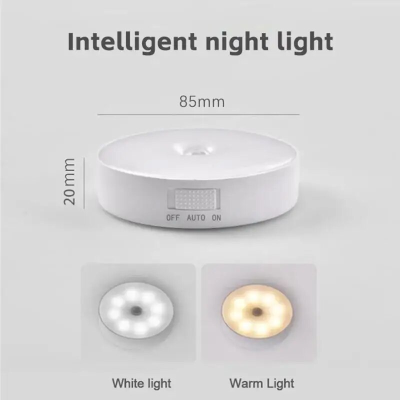 Luces LED de carga USB, Sensor de cuerpo humano automático inteligente, luces nocturnas, iluminación de emergencia, luces LED de succión magnética inalámbrica para gabinete