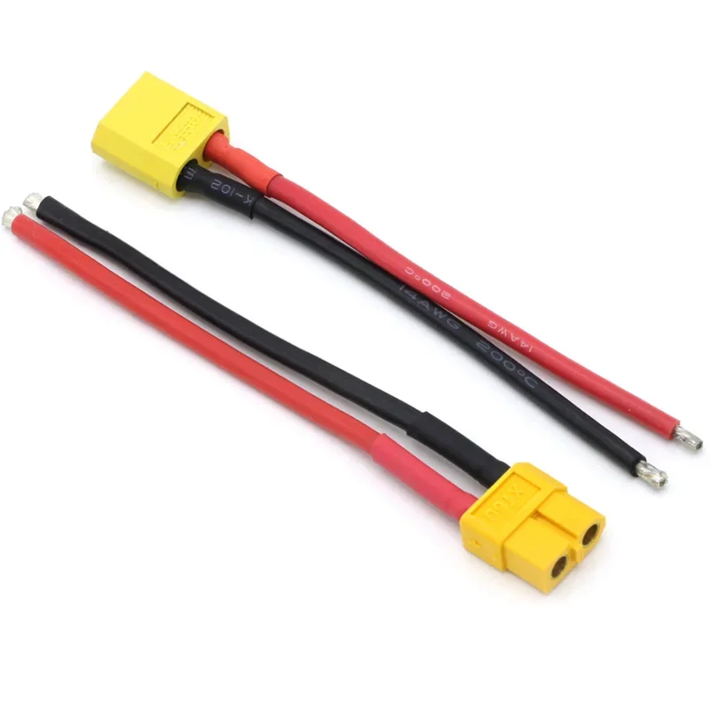Xt60 xt30 xt90 t plug conector macho/fêmea com 100mm 12/14/16awg fio de silicone para cabo de bateria rc