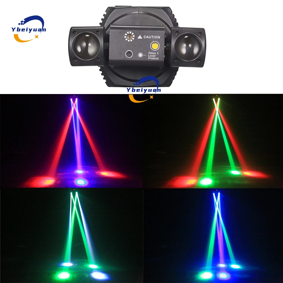 Ybeiyuan ใหม่ LED หมุนลําแสงเลเซอร์ Strobe 3-in-1 Disco Light DMX512 DJ Bar Club Party งานแต่งงานคริสต์มาสผล Stage Light