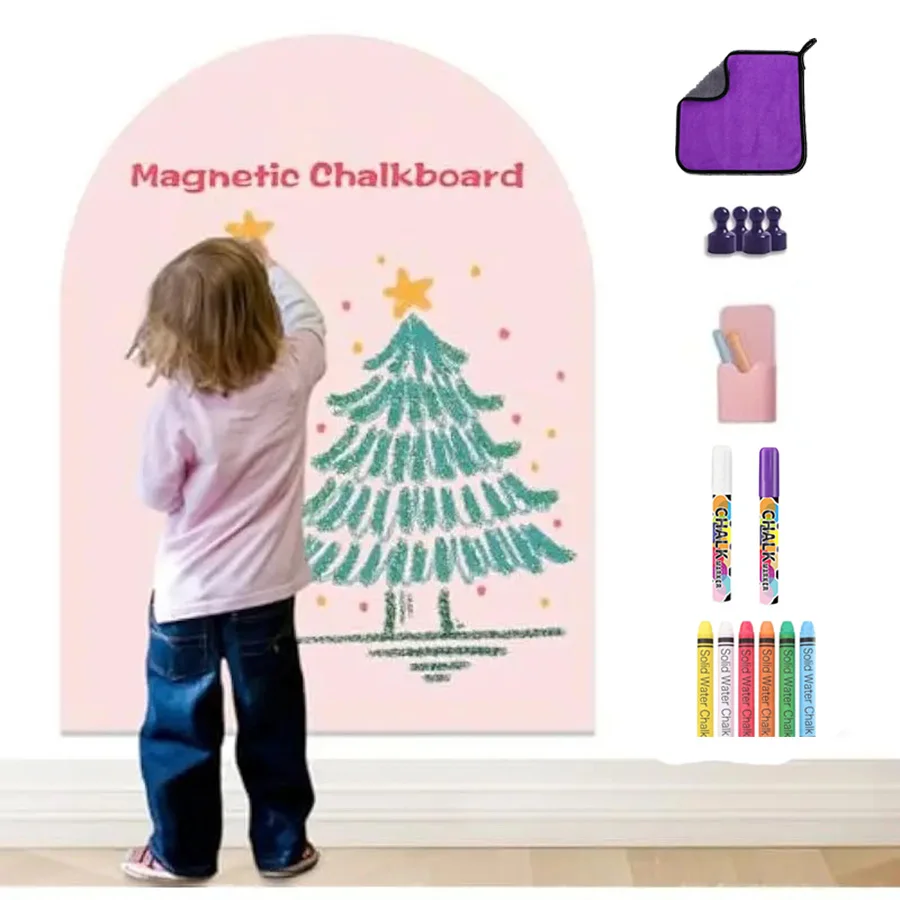 Magnetic Wall Decal Arch Set , 2025 New 24" x 48" Chalkboard for Magnetic Wall Decal Drawing Learning,magnetic blackboard pink