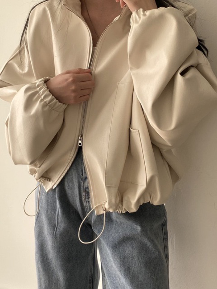 Veste en cuir noir punk pour femme, fermeture éclair Oupilladt, veste courte décontractée, manteau en cuir, streetwear moto motard, hiver