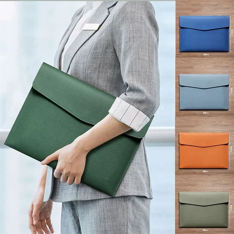A4 Leather File Folder Business Data Package Document Organiser Fashion Briefcase Contract Bill File Bag School Office Supplies
