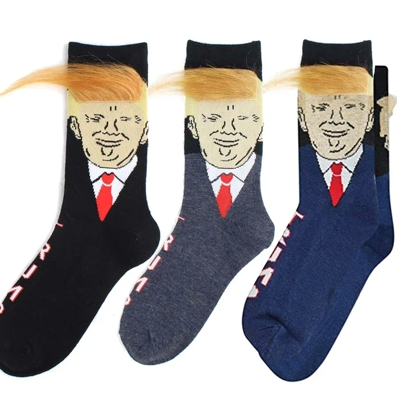 Чулки Doneld Trunp с 3D искусственными волосами, короткие носки для мужчин и женщин