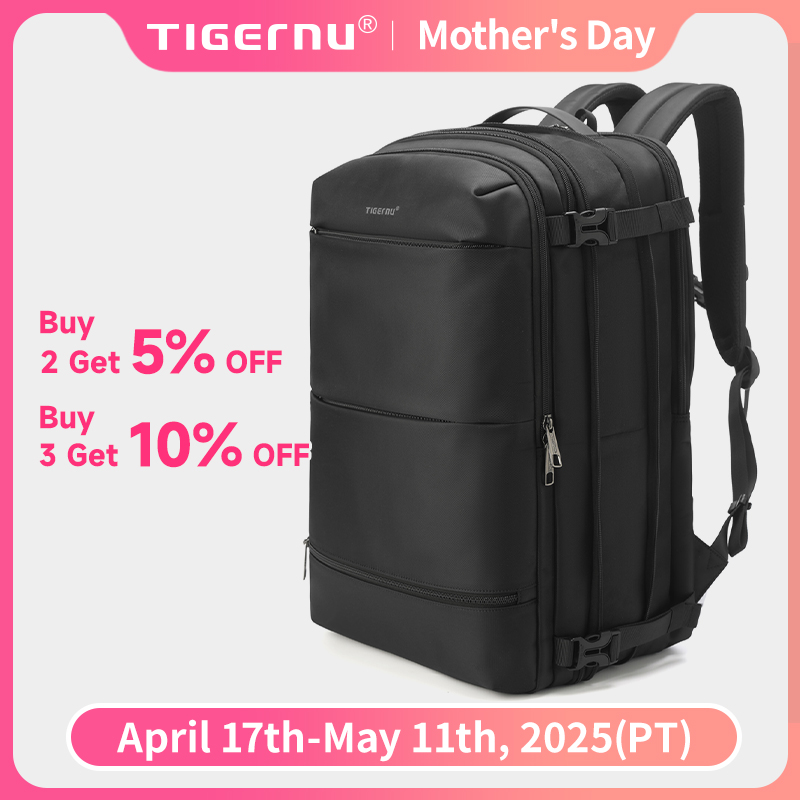 Mochilas de viaje Tigernu, mochila de negocios para hombres, mochila escolar, bolsa USB expandible, bolsa para ordenador portátil de 17 de gran capacidad, mochila impermeable
