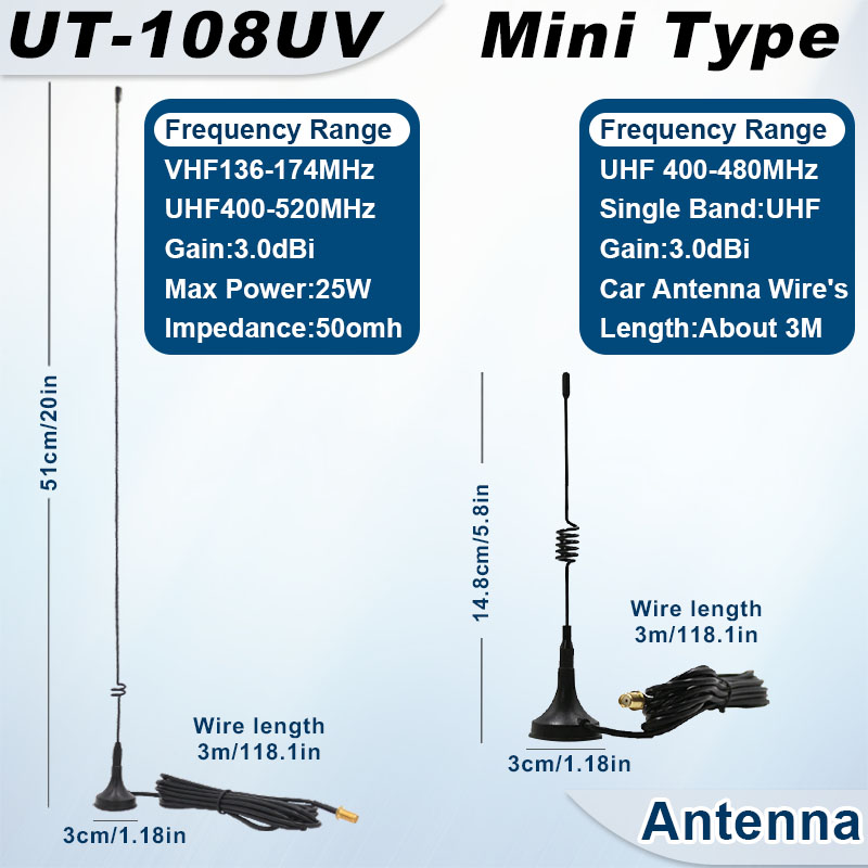 UT-108UV walkie talkie antena de carro magnética SMA-F banda dupla uhf vhf para baofeng UV-5R tyt wouxun quansheng UV-K5 8 rádio em dois sentidos